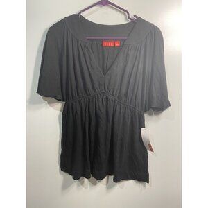 elle womens black short sleeve blouse top shirt size small